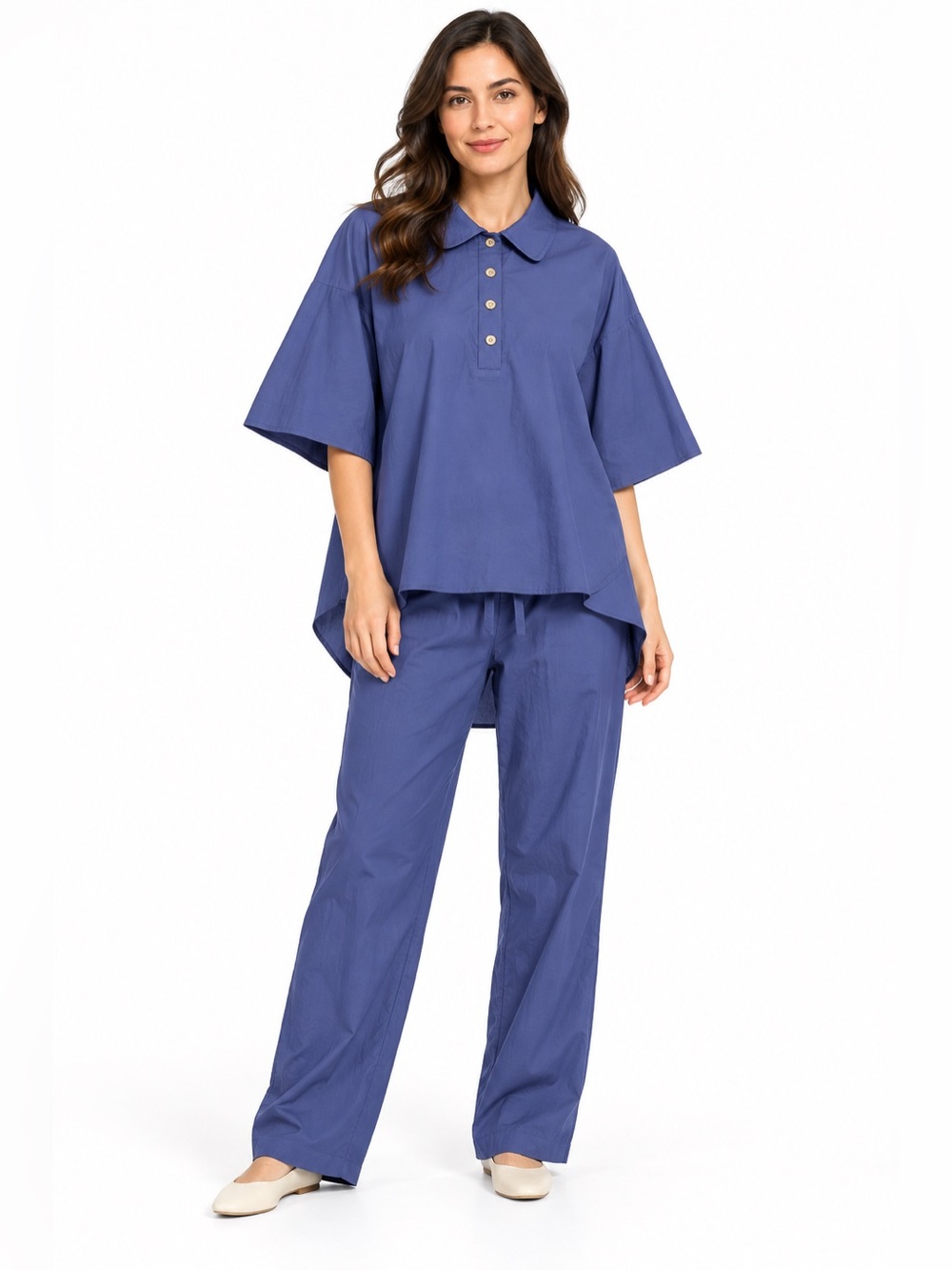 Brand New, Women’s Blue-Purple Two-Piece Tunic and Pants Set, Size XL